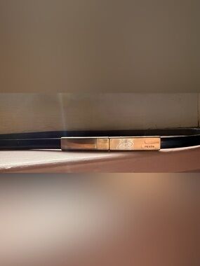Prada black leather belt with Silver buckle